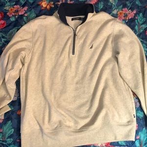 Nautica Collard Sweater, Sz Medium, Grey with Blue Collar